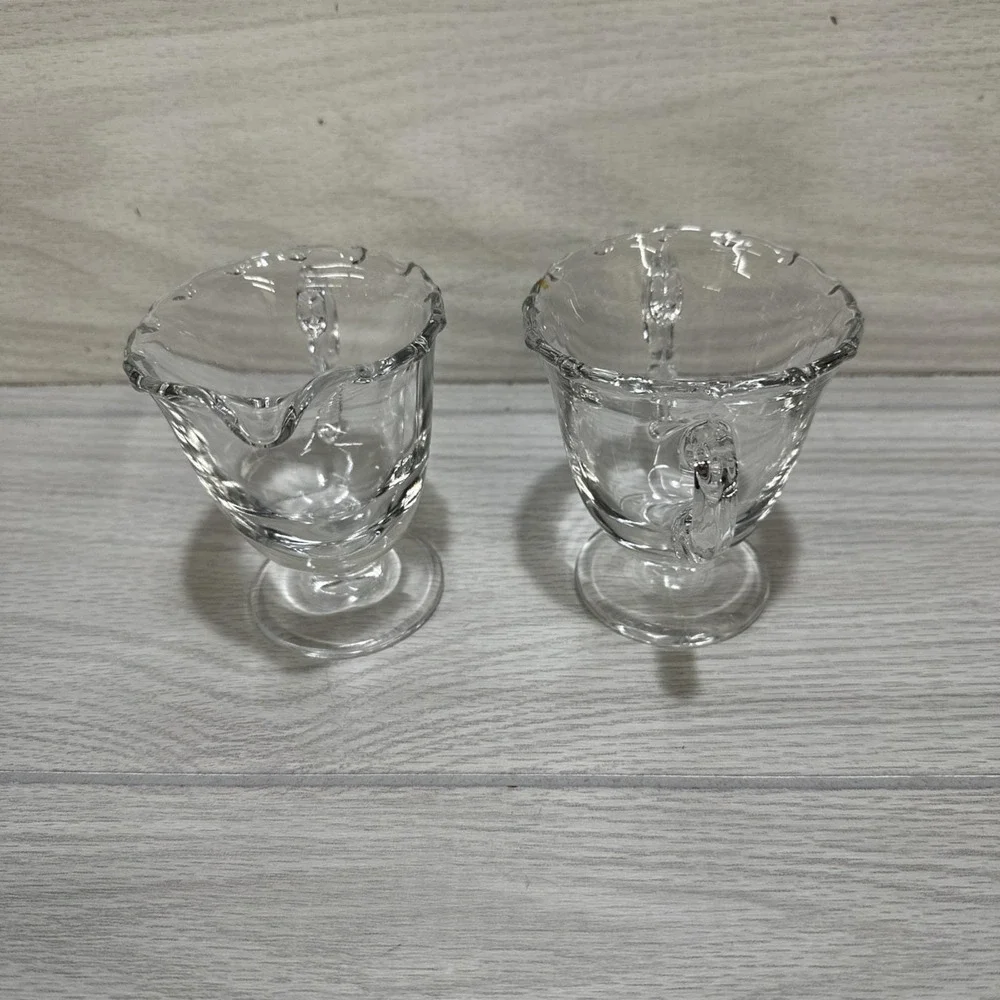 FOSTORIA Century Clear Glass Fitted Creamer & Sugar Bowl Set 4